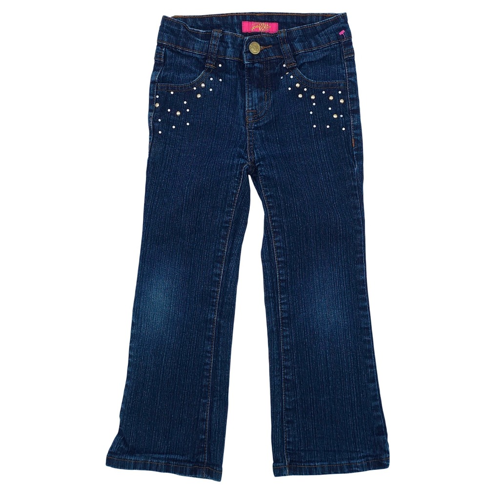 Southpole Girls Jeans Rhinestone Studded Y2K Flare Dark Wash Denim Size 5